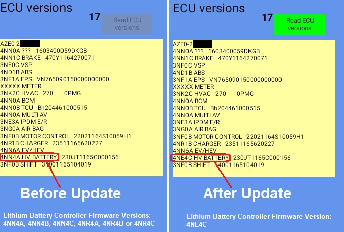 ECU Versions Before and After Custom LBC Update